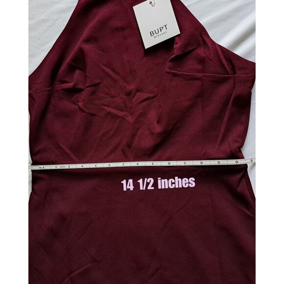 BUPT Womens Halter Neck Sleeveless Evening Cocktail Dress Wine Red size Medium‎ - Picture 4 of 13